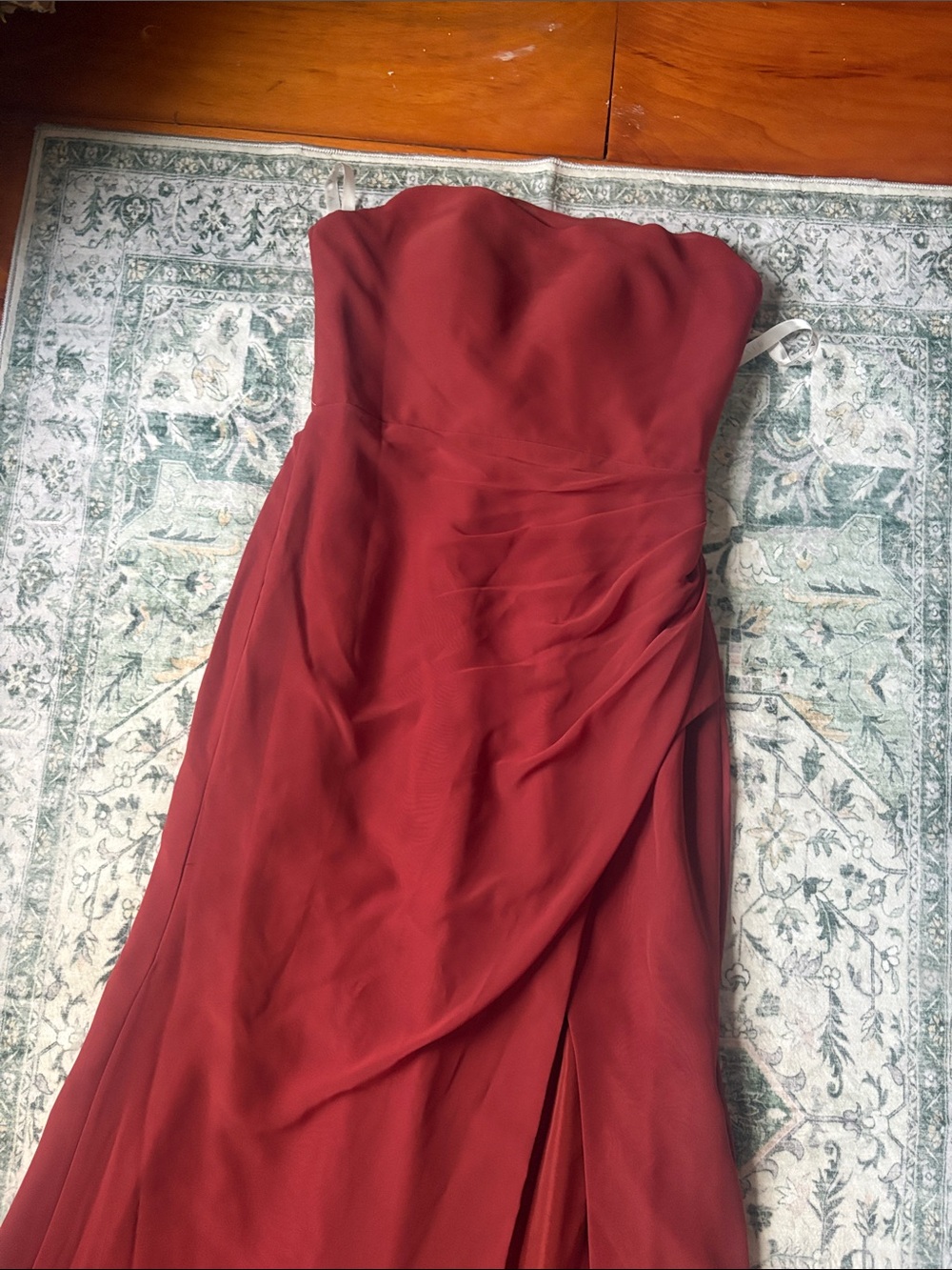 Azazie Terracota Strapless Bridesmaid Dress - Picture 8 of 12